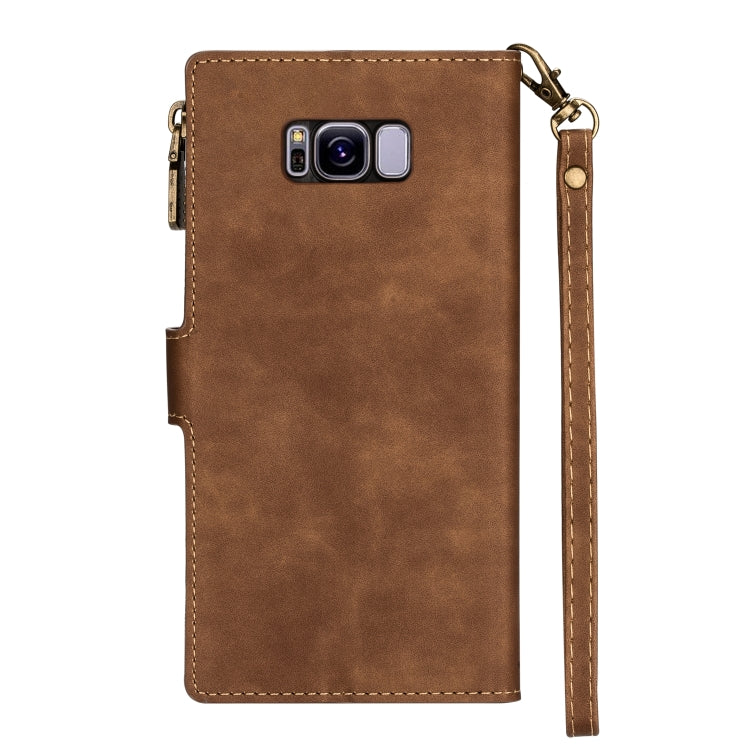For Samsung Galaxy S8 Plus Zipper Multi-card Slots Horizontal Flip PU Leather Case with Holder & Card Slots & Wallet & Lanyard & Photo Frame