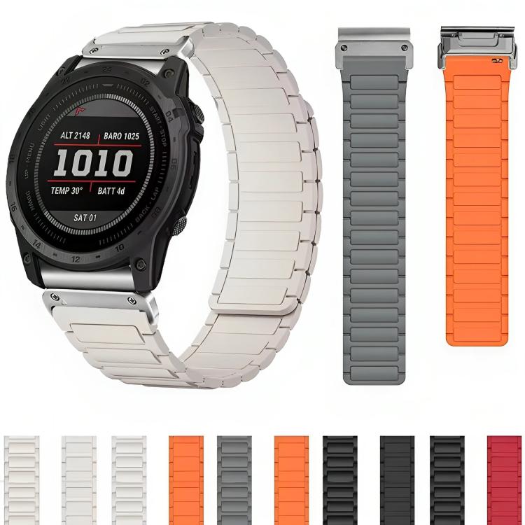 For Garmin 26mm Three Beads Magnetic Silicone Watch Band