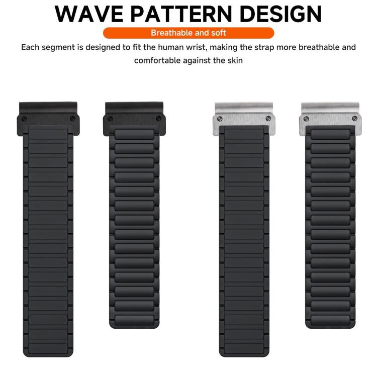 For Garmin 26mm Three Beads Magnetic Silicone Watch Band
