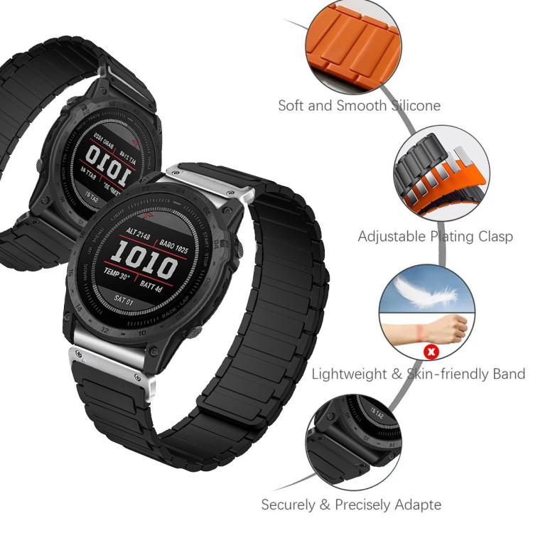 For Garmin 26mm Three Beads Magnetic Silicone Watch Band
