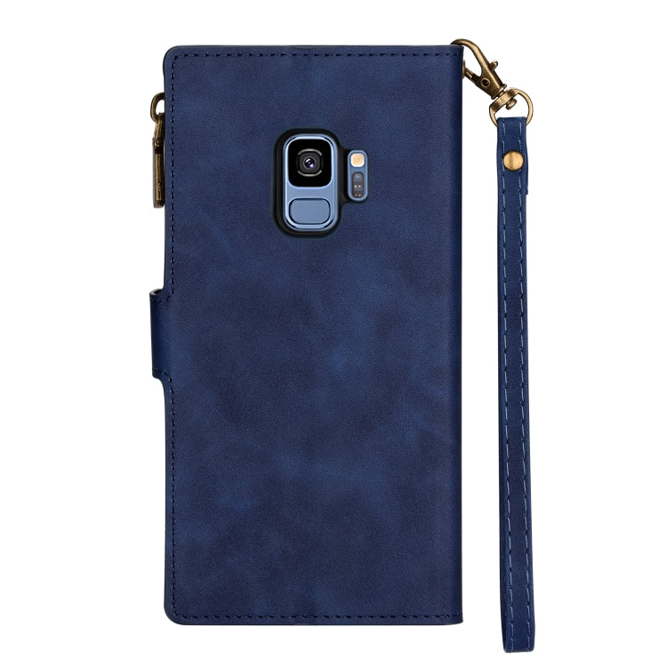 For Samsung Galaxy S9 Zipper Multi-card Slots Horizontal Flip PU Leather Case with Holder & Card Slots & Wallet & Lanyard & Photo Frame
