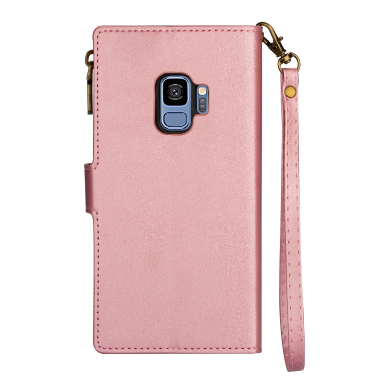 For Samsung Galaxy S9 Zipper Multi-card Slots Horizontal Flip PU Leather Case with Holder & Card Slots & Wallet & Lanyard & Photo Frame