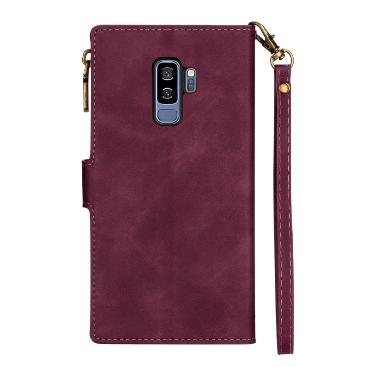 For Samsung Galaxy S9 Plus Zipper Multi-card Slots Horizontal Flip PU Leather Case with Holder & Card Slots & Wallet & Lanyard & Photo Frame