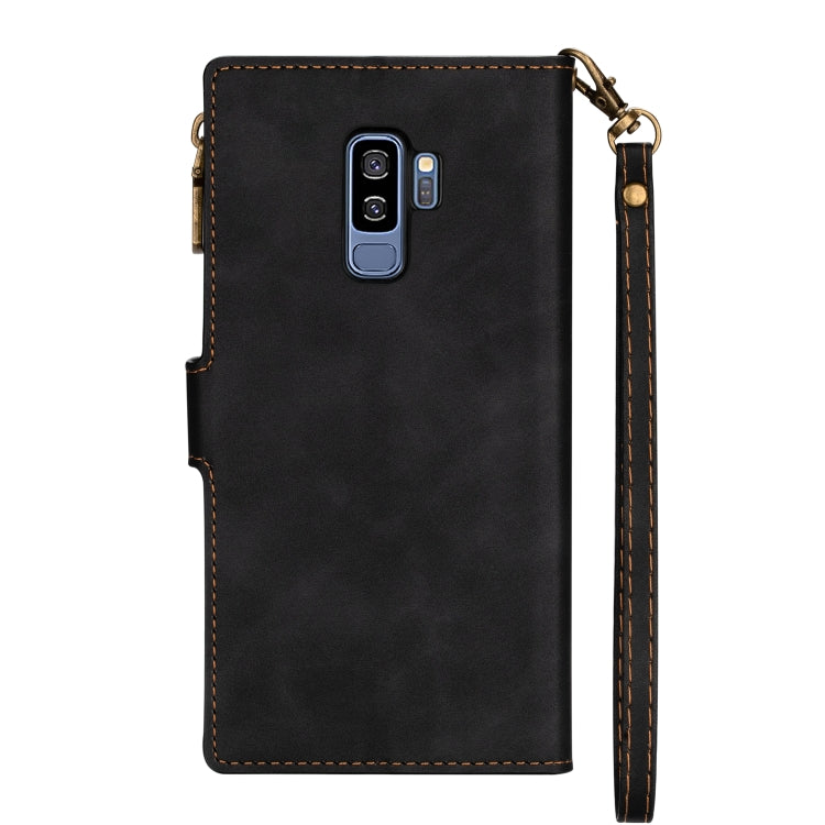 For Samsung Galaxy S9 Plus Zipper Multi-card Slots Horizontal Flip PU Leather Case with Holder & Card Slots & Wallet & Lanyard & Photo Frame