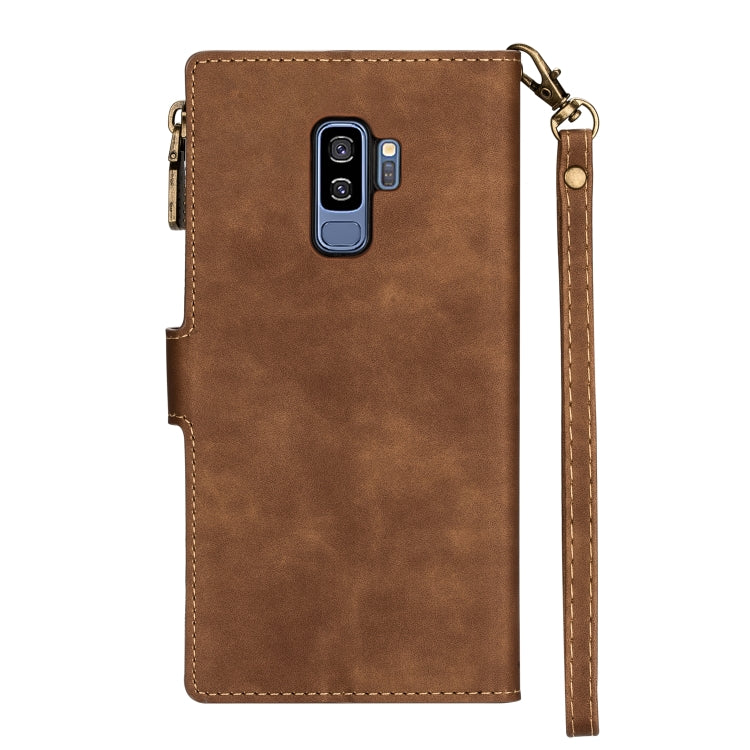 For Samsung Galaxy S9 Plus Zipper Multi-card Slots Horizontal Flip PU Leather Case with Holder & Card Slots & Wallet & Lanyard & Photo Frame