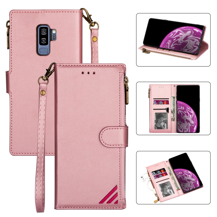 For Samsung Galaxy S9 Plus Zipper Multi-card Slots Horizontal Flip PU Leather Case with Holder & Card Slots & Wallet & Lanyard & Photo Frame