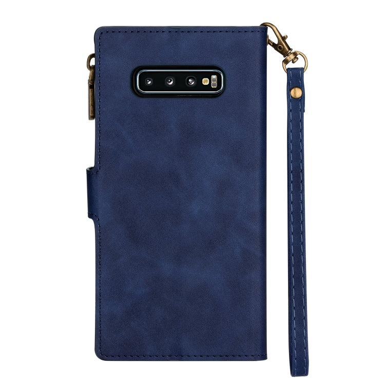 For Samsung Galaxy S10 Zipper Multi-card Slots Horizontal Flip PU Leather Case with Holder & Card Slots & Wallet & Lanyard & Photo Frame