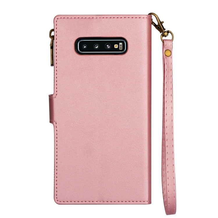 For Samsung Galaxy S10 Zipper Multi-card Slots Horizontal Flip PU Leather Case with Holder & Card Slots & Wallet & Lanyard & Photo Frame
