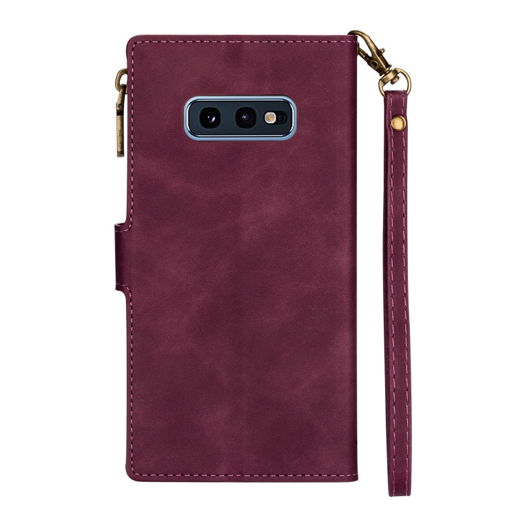 For Samsung Galaxy S10e Zipper Multi-card Slots Horizontal Flip PU Leather Case with Holder & Card Slots & Wallet & Lanyard & Photo Frame