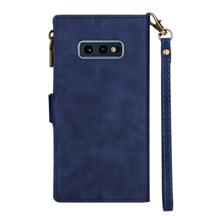 For Samsung Galaxy S10e Zipper Multi-card Slots Horizontal Flip PU Leather Case with Holder & Card Slots & Wallet & Lanyard & Photo Frame