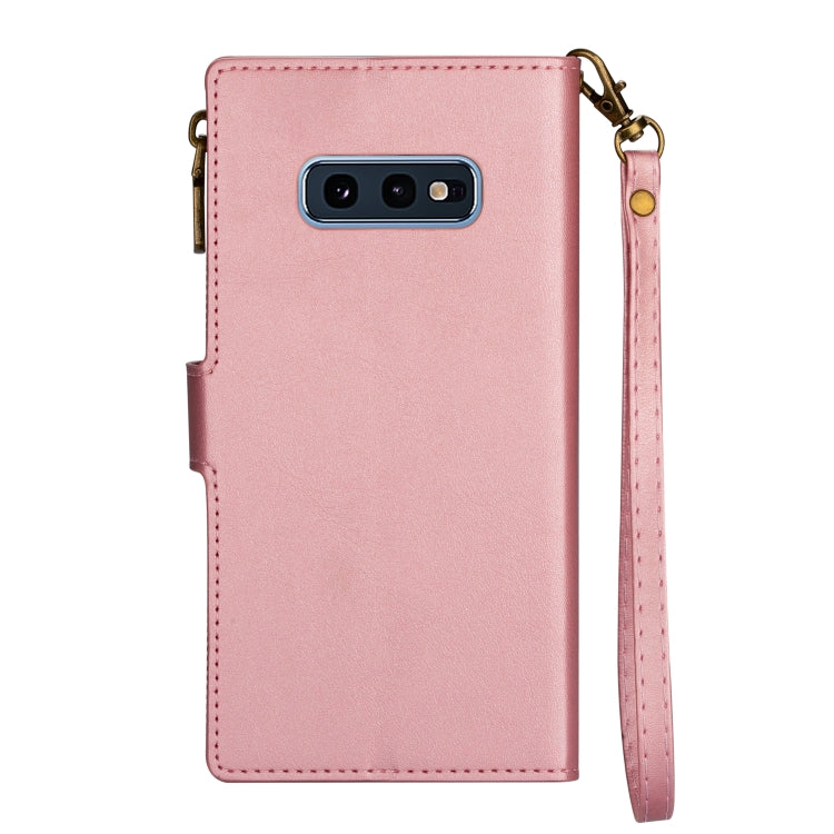 For Samsung Galaxy S10e Zipper Multi-card Slots Horizontal Flip PU Leather Case with Holder & Card Slots & Wallet & Lanyard & Photo Frame