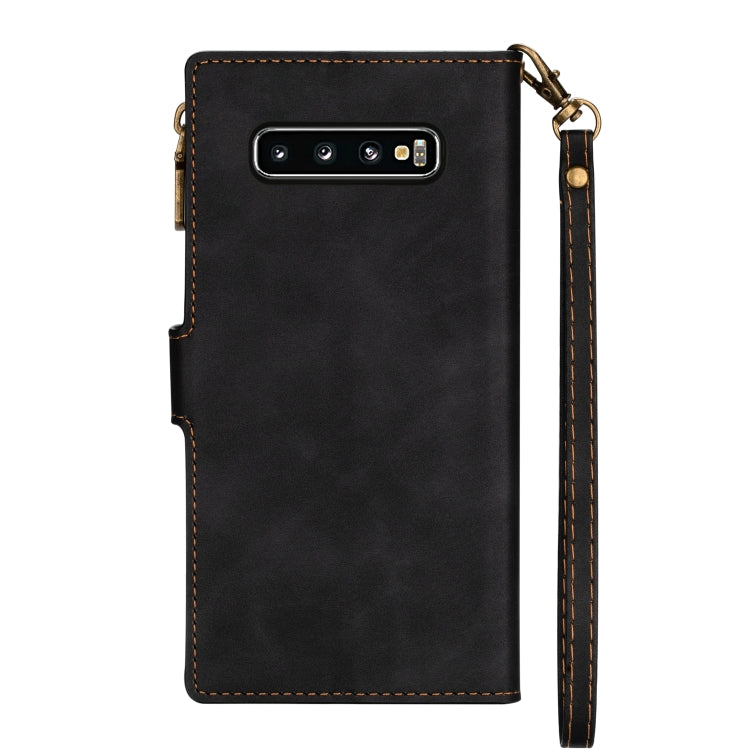 For Samsung Galaxy S10 Plus Zipper Multi-card Slots Horizontal Flip PU Leather Case with Holder & Card Slots & Wallet & Lanyard & Photo Frame