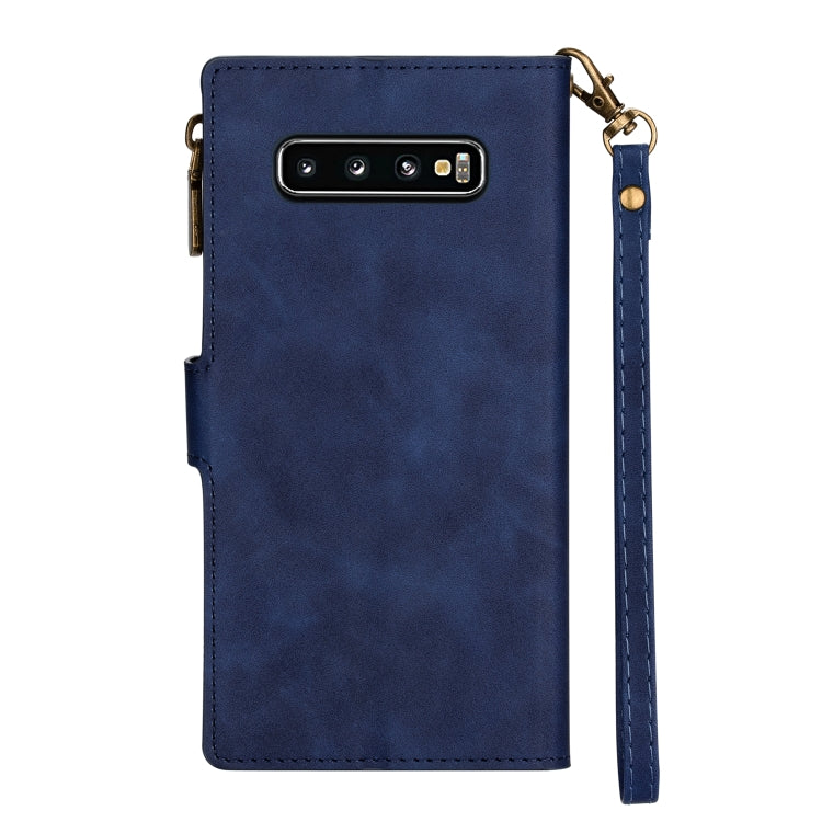 For Samsung Galaxy S10 Plus Zipper Multi-card Slots Horizontal Flip PU Leather Case with Holder & Card Slots & Wallet & Lanyard & Photo Frame