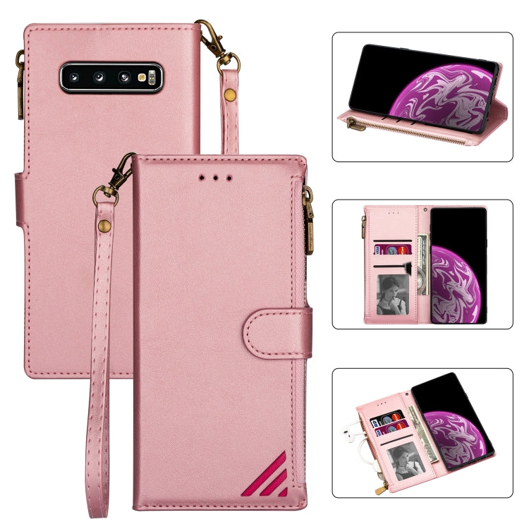 For Samsung Galaxy S10 Plus Zipper Multi-card Slots Horizontal Flip PU Leather Case with Holder & Card Slots & Wallet & Lanyard & Photo Frame