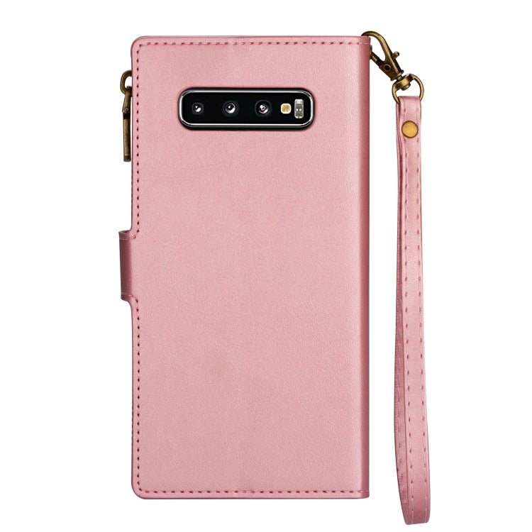 For Samsung Galaxy S10 Plus Zipper Multi-card Slots Horizontal Flip PU Leather Case with Holder & Card Slots & Wallet & Lanyard & Photo Frame