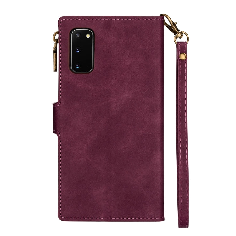 For Samsung Galaxy S20 Zipper Multi-card Slots Horizontal Flip PU Leather Case with Holder & Card Slots & Wallet & Lanyard & Photo Frame
