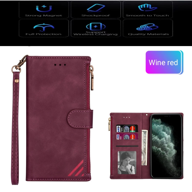For Samsung Galaxy S20 Zipper Multi-card Slots Horizontal Flip PU Leather Case with Holder & Card Slots & Wallet & Lanyard & Photo Frame