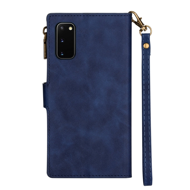 For Samsung Galaxy S20 Zipper Multi-card Slots Horizontal Flip PU Leather Case with Holder & Card Slots & Wallet & Lanyard & Photo Frame