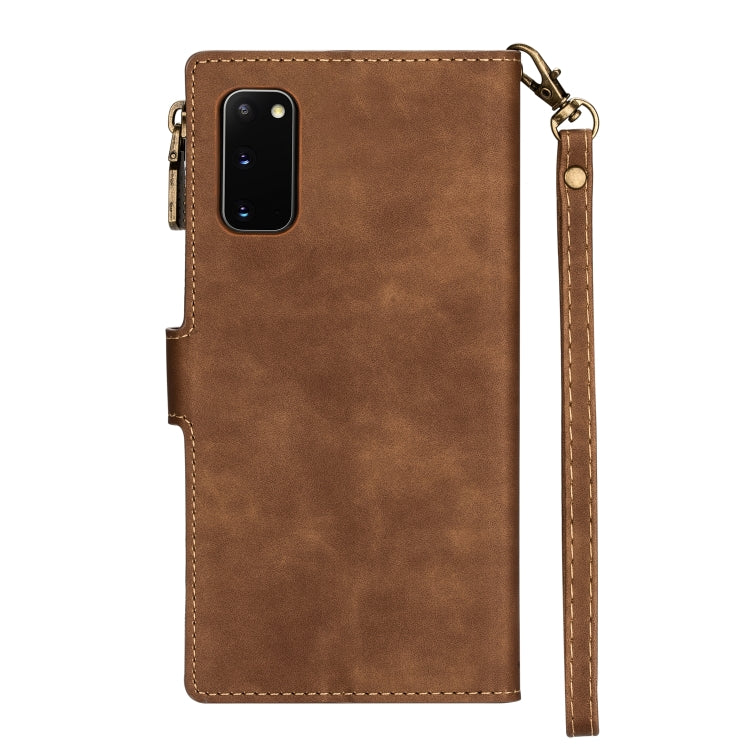 For Samsung Galaxy S20 Zipper Multi-card Slots Horizontal Flip PU Leather Case with Holder & Card Slots & Wallet & Lanyard & Photo Frame