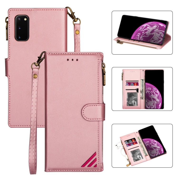 For Samsung Galaxy S20 Zipper Multi-card Slots Horizontal Flip PU Leather Case with Holder & Card Slots & Wallet & Lanyard & Photo Frame