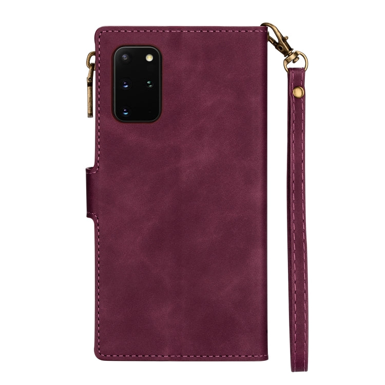 For Samsung Galaxy S20 Plus Zipper Multi-card Slots Horizontal Flip PU Leather Case with Holder & Card Slots & Wallet & Lanyard & Photo Frame