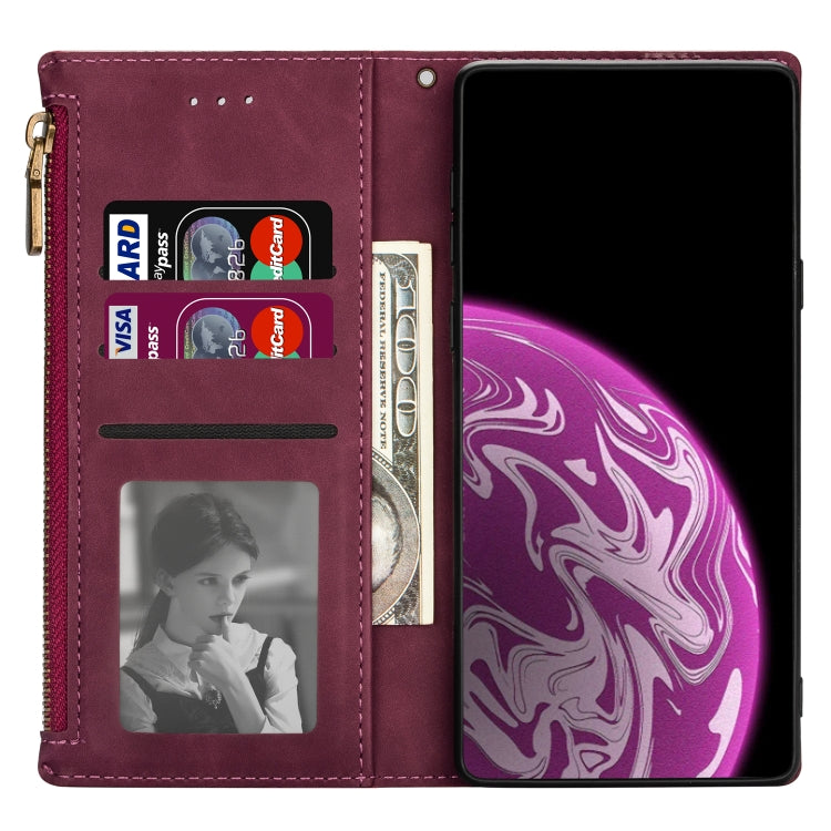 For Samsung Galaxy S20 Plus Zipper Multi-card Slots Horizontal Flip PU Leather Case with Holder & Card Slots & Wallet & Lanyard & Photo Frame