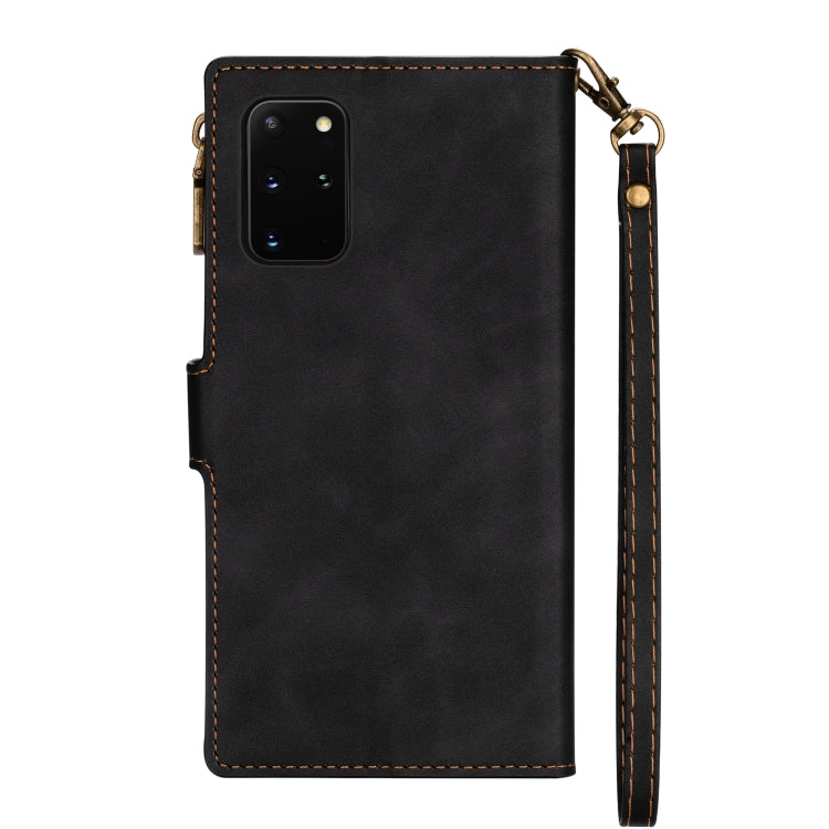 For Samsung Galaxy S20 Plus Zipper Multi-card Slots Horizontal Flip PU Leather Case with Holder & Card Slots & Wallet & Lanyard & Photo Frame