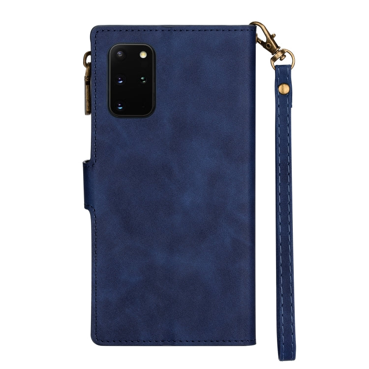 For Samsung Galaxy S20 Plus Zipper Multi-card Slots Horizontal Flip PU Leather Case with Holder & Card Slots & Wallet & Lanyard & Photo Frame