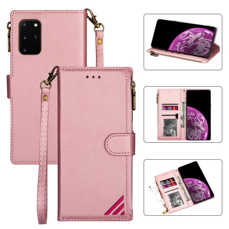 For Samsung Galaxy S20 Plus Zipper Multi-card Slots Horizontal Flip PU Leather Case with Holder & Card Slots & Wallet & Lanyard & Photo Frame