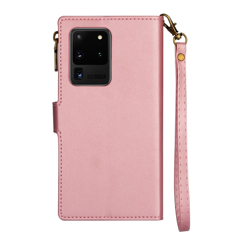 For Samsung Galaxy S20 Ultra Zipper Multi-card Slots Horizontal Flip PU Leather Case with Holder & Card Slots & Wallet & Lanyard & Photo Frame
