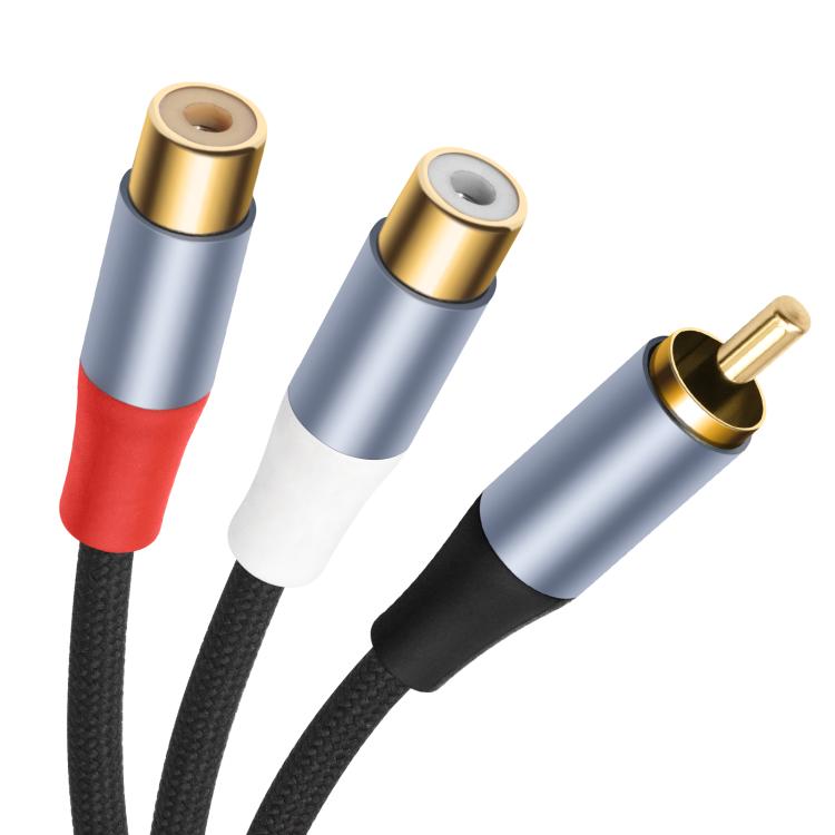 8004MFF RCA Male to 2 RCA Female Y-shaped Splitter Audio Cable, Length:0.5m