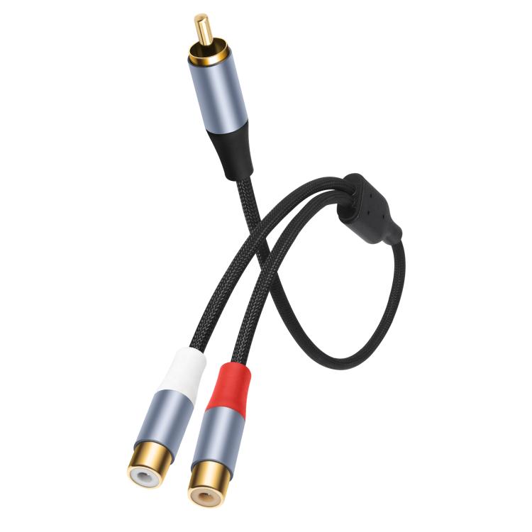 8004MFF RCA Male to 2 RCA Female Y-shaped Splitter Audio Cable, Length:0.5m