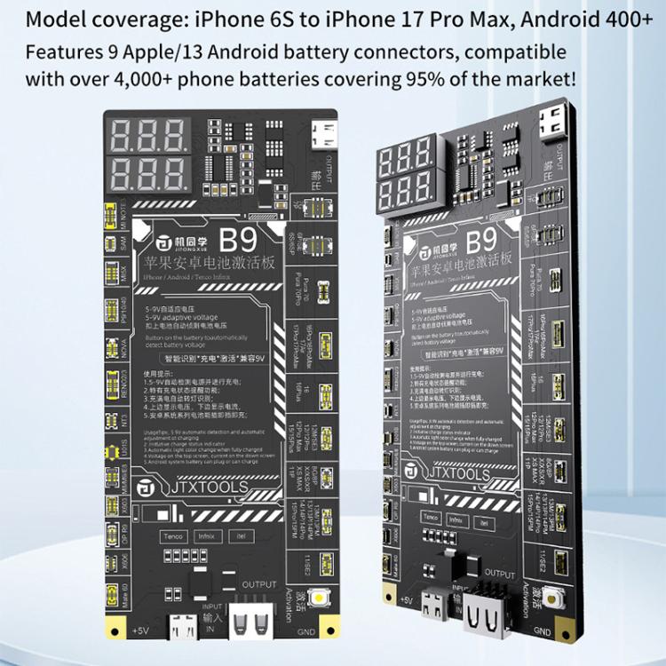 JTX B9 5-9V Battery Charging Activation Board for iPhone 6S-17 Pro Max  - without 16e & Android