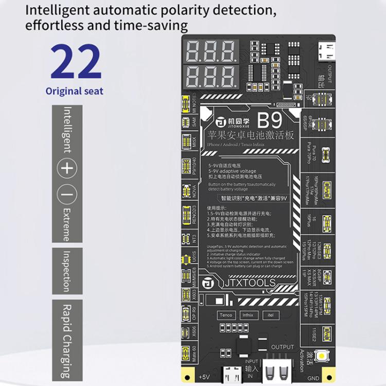JTX B9 5-9V Battery Charging Activation Board for iPhone 6S-17 Pro Max  - without 16e & Android