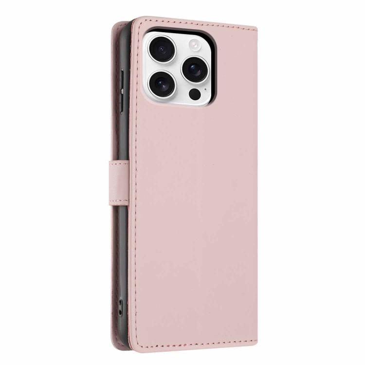 For iPhone 16 Pro Tree Cat Embossed Flip Vegan Leather Phone Case