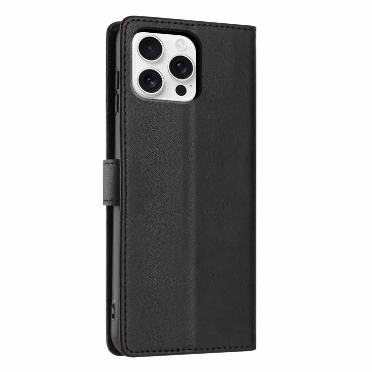 For iPhone 16 Pro Tree Cat Embossed Flip Vegan Leather Phone Case