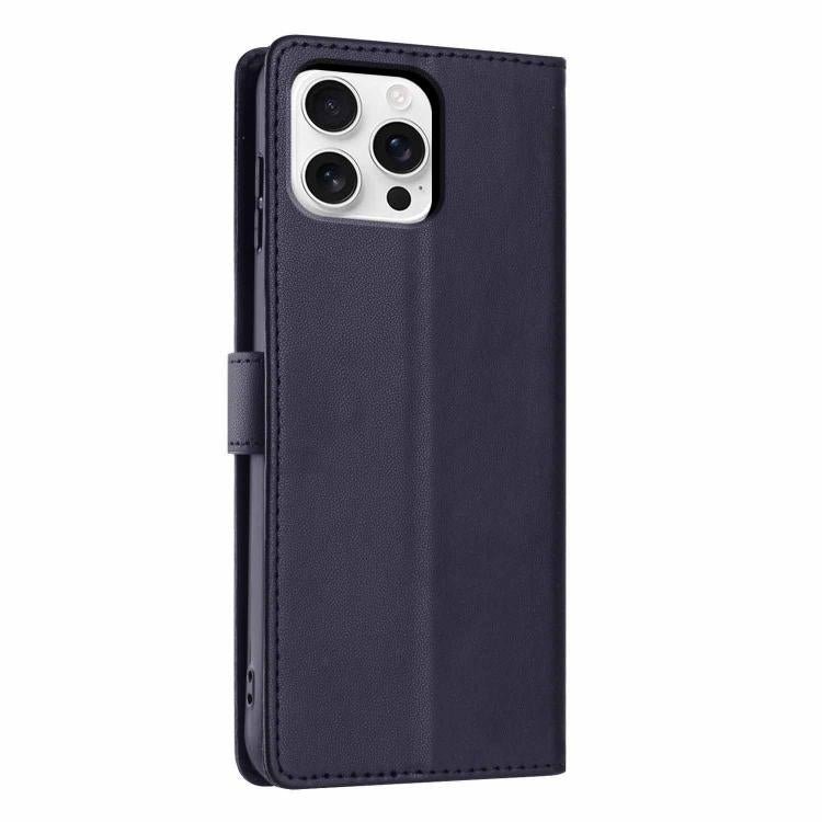 For iPhone 16 Pro Tree Cat Embossed Flip Vegan Leather Phone Case
