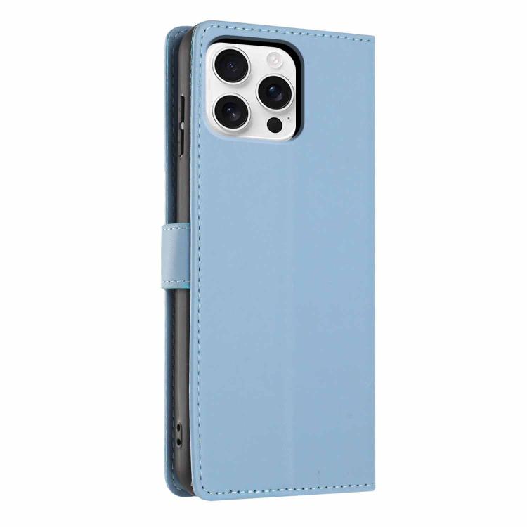 For iPhone 16 Pro Tree Cat Embossed Flip Vegan Leather Phone Case