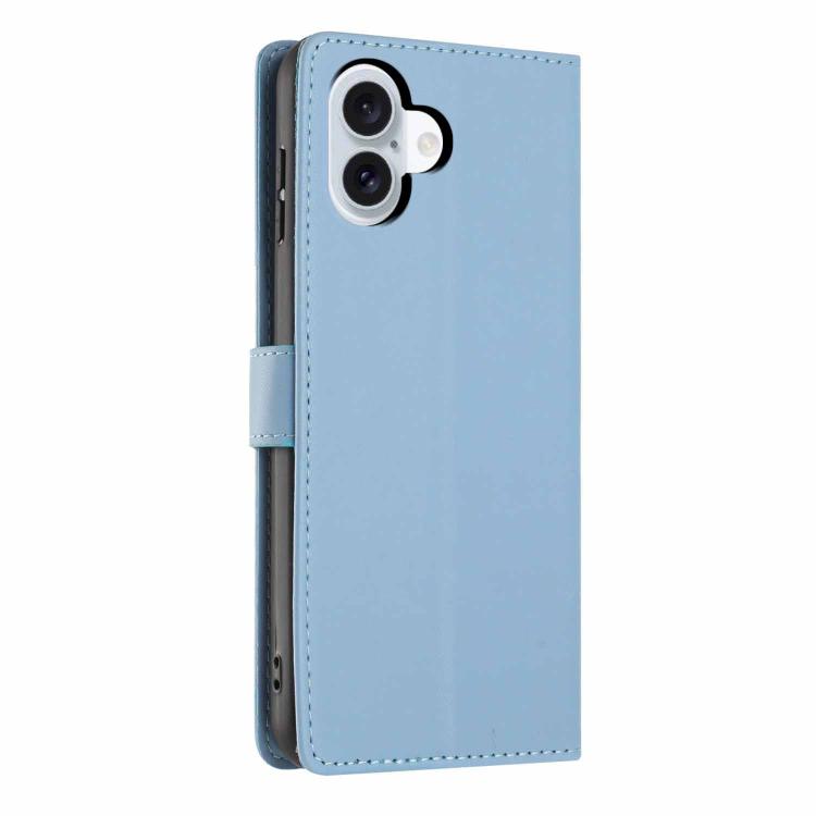 For iPhone 16 Plus Tree Cat Embossed Flip Vegan Leather Phone Case