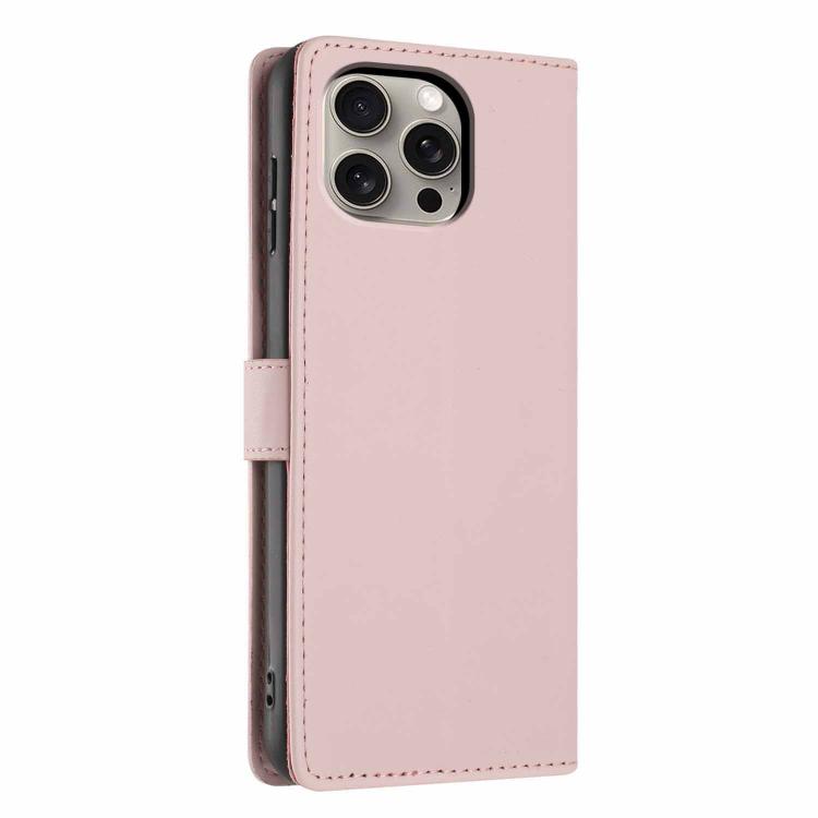 For iPhone 15 Pro Tree Cat Embossed Flip Vegan Leather Phone Case