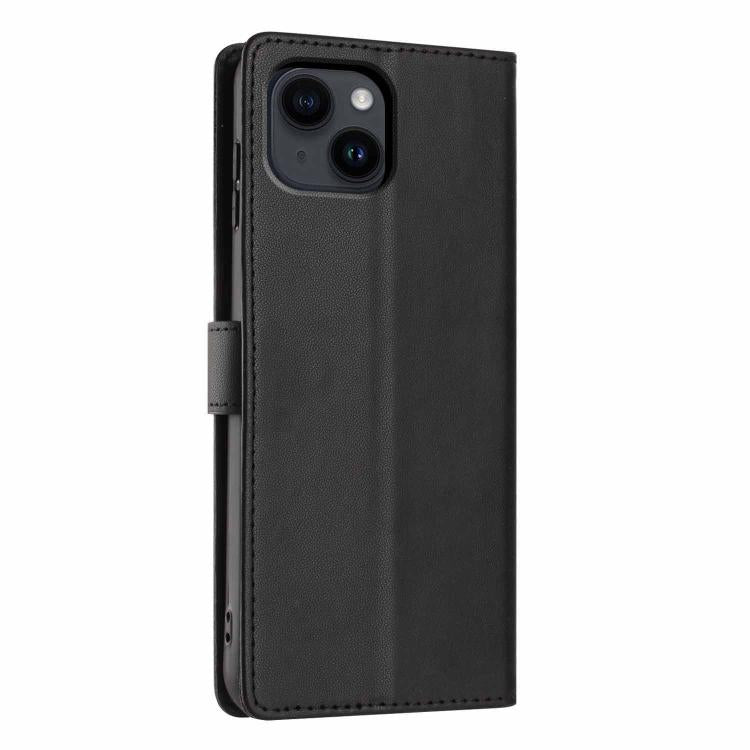 For iPhone 15 Plus Tree Cat Embossed Flip Vegan Leather Phone Case