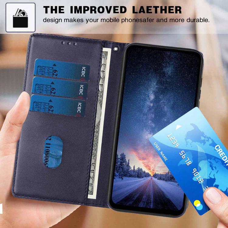 For iPhone 15 Tree Cat Embossed Flip Vegan Leather Phone Case