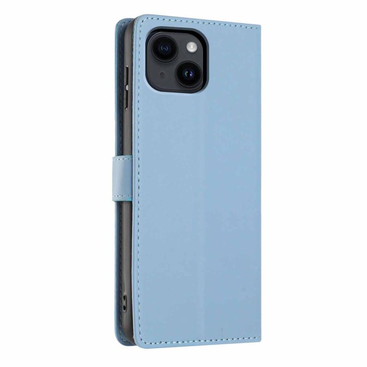 For iPhone 15 Tree Cat Embossed Flip Vegan Leather Phone Case