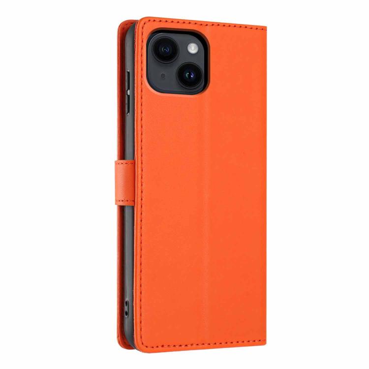 For iPhone 14 Plus Tree Cat Embossed Flip Vegan Leather Phone Case