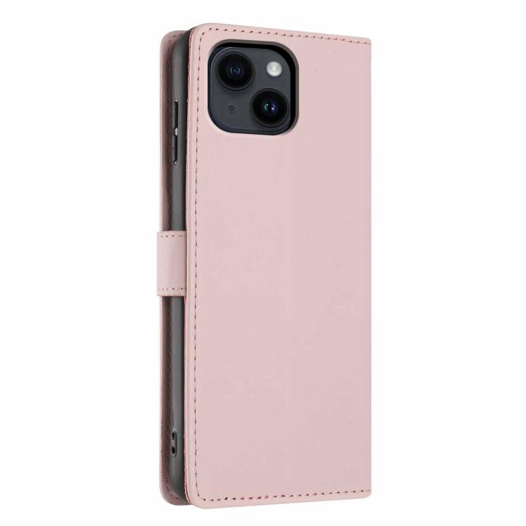 For iPhone 14 Plus Tree Cat Embossed Flip Vegan Leather Phone Case