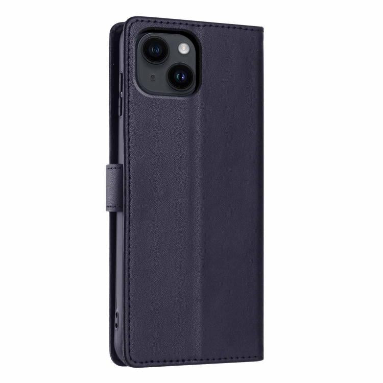 For iPhone 14 Plus Tree Cat Embossed Flip Vegan Leather Phone Case