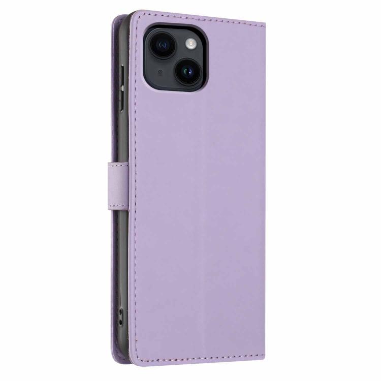 For iPhone 14 Plus Tree Cat Embossed Flip Vegan Leather Phone Case