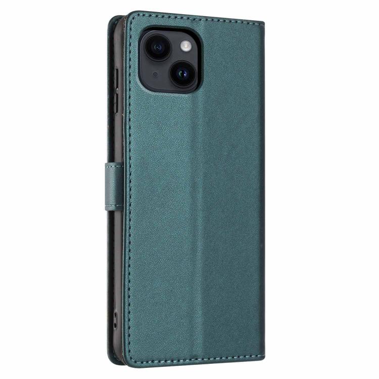 For iPhone 14 Tree Cat Embossed Flip Vegan Leather Phone Case
