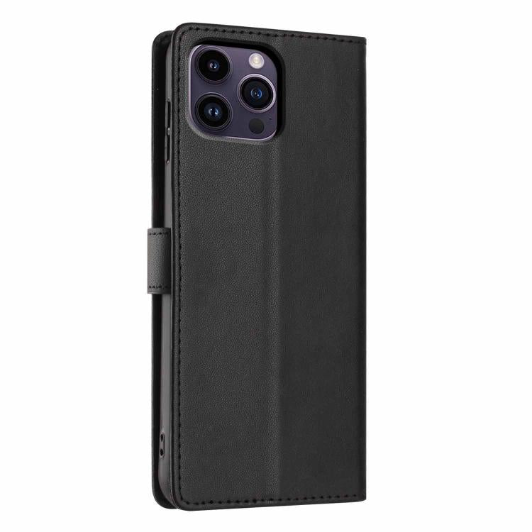 For iPhone 14 Pro Tree Cat Embossed Flip Vegan Leather Phone Case