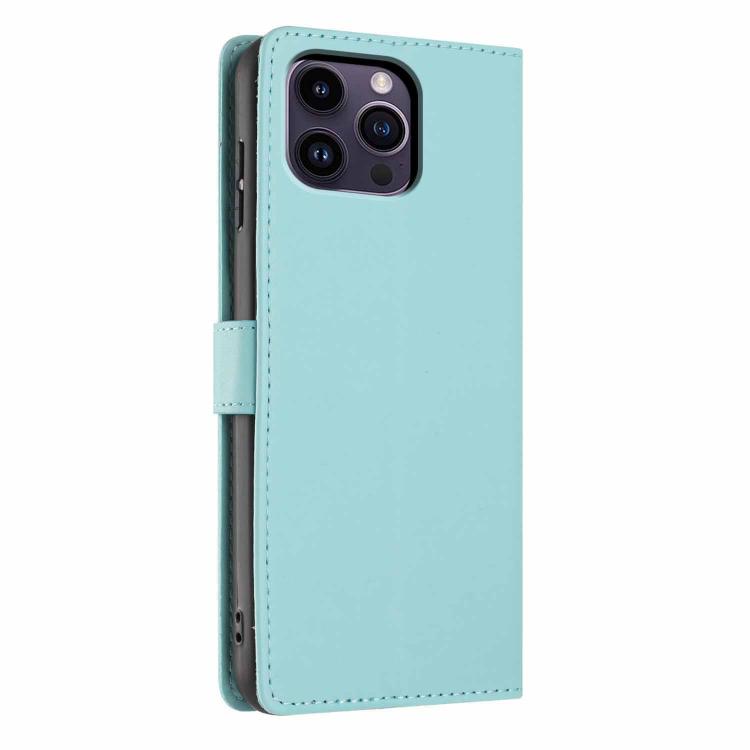 For iPhone 13 Pro Tree Cat Embossed Flip Vegan Leather Phone Case